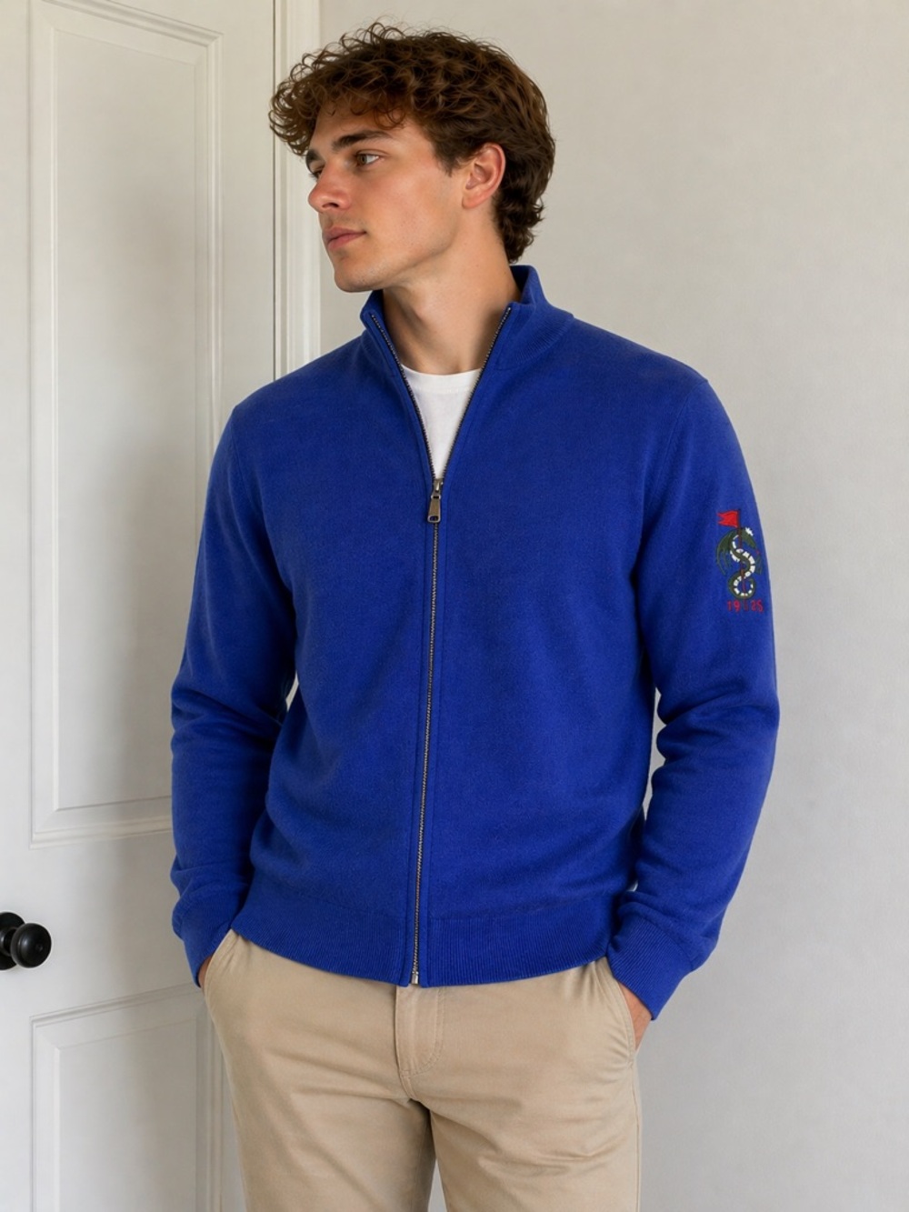 Polo Golf Ralph Lauren Golf Blue Full Zip Sweater Dragon Crest Logo Men’s M